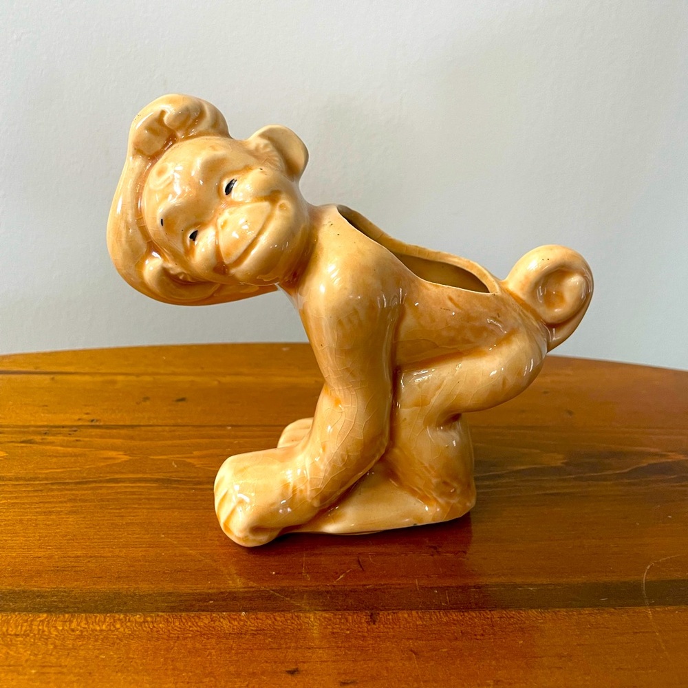 1950’s vintage ceramic monkey planter